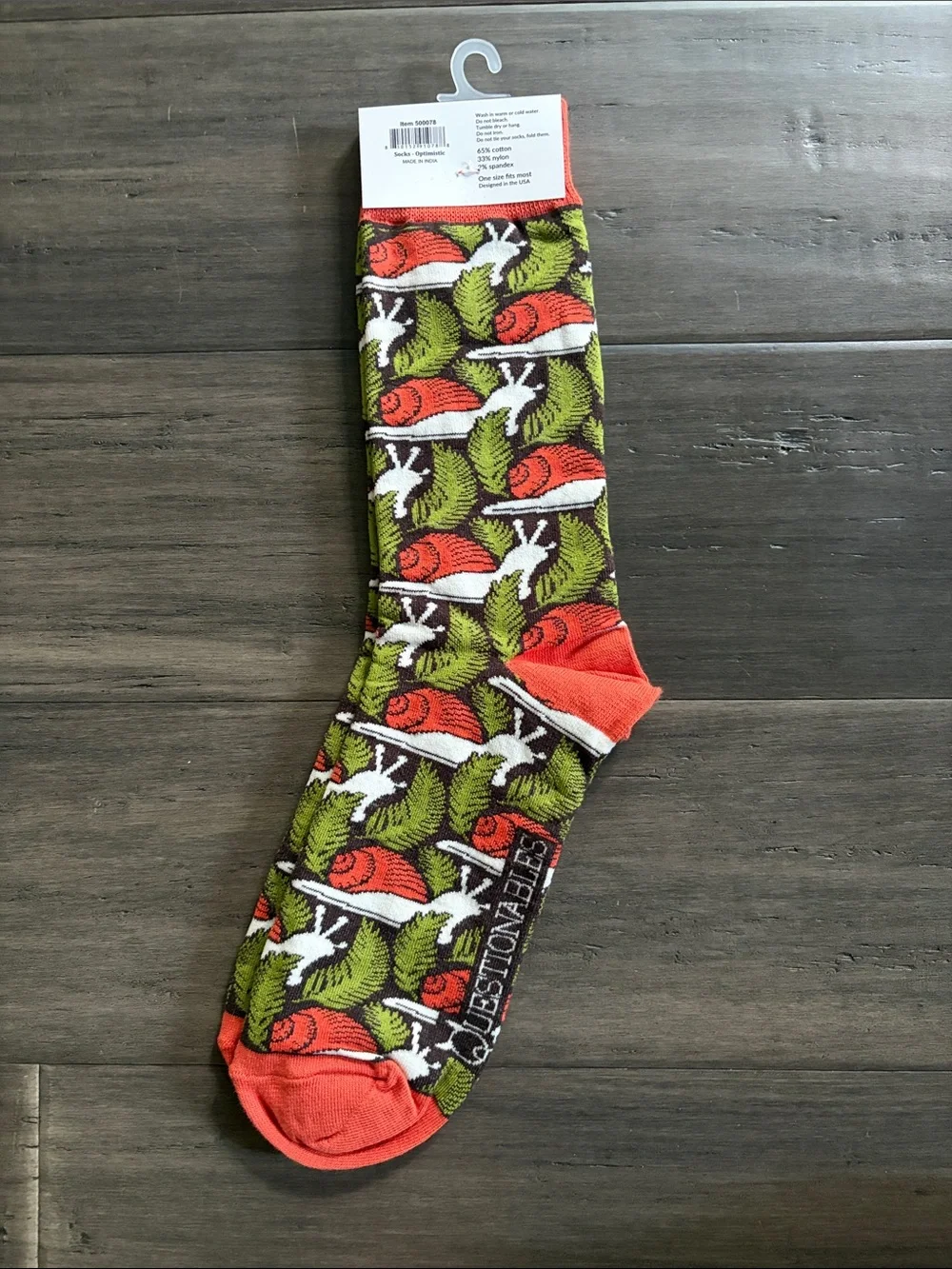 NWT | Questionables Women's 'Optimistic by Nature' Snail Socks